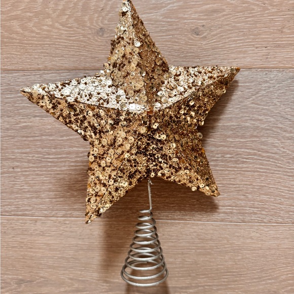 Gold Sequin Star Tree Topper - Picture 1 of 2